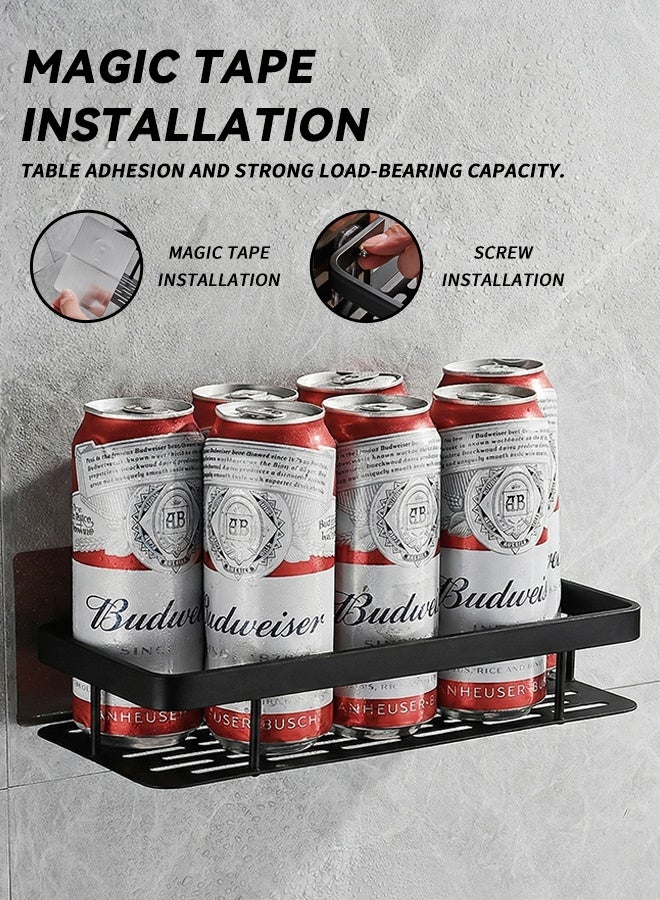 BASILKIT Bathroom Shelf, Set of 2, Shower Caddy, No-drilling Bathroom Organizer, Self-Adhesive Bathroom Shelves, Aluminum Metal Shower Racks, Wall mounted Bathroom Rack (Black) - Image 4